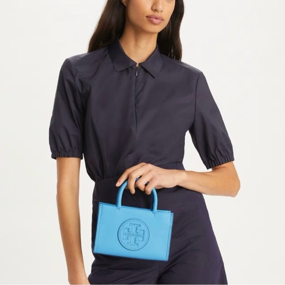 NWT Tory Burch Ella Bio Mini Tote Crossbody - Blue Azure - Sold Out Color! - Picture 2 of 12